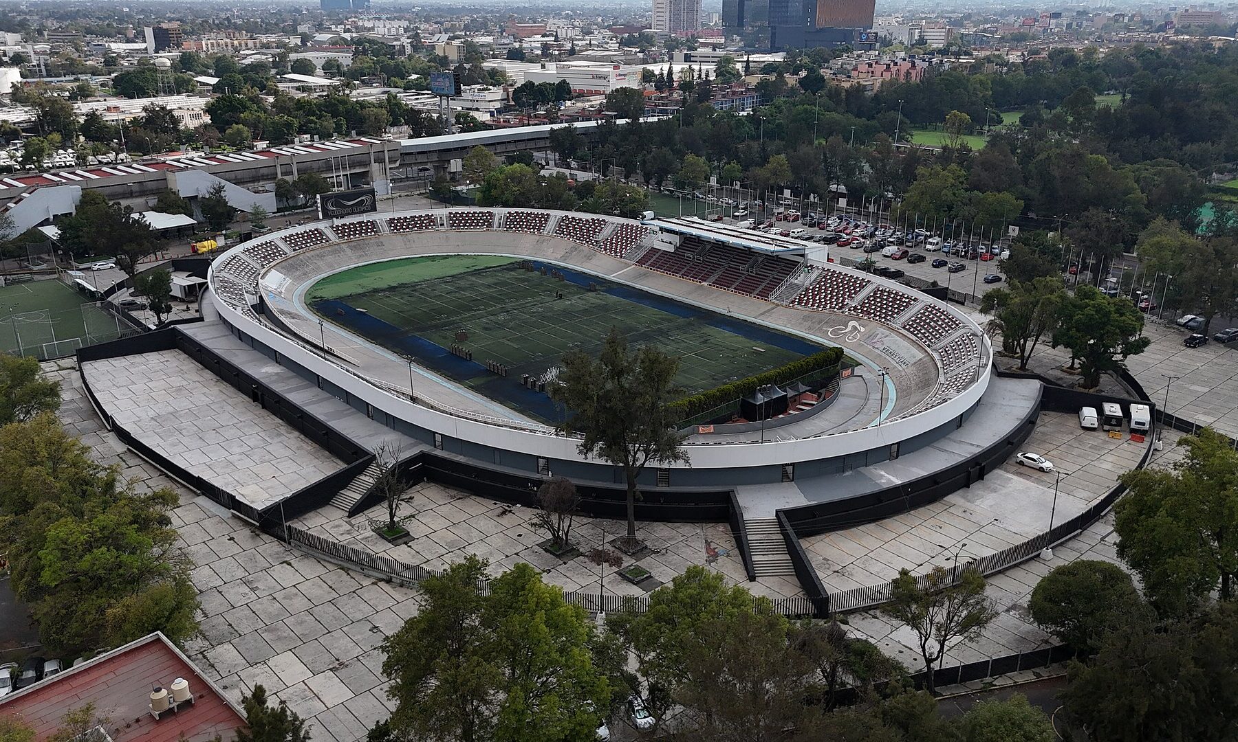 Aerial view of the Velódromo Olímpico Agustín Melgar in Mexico City