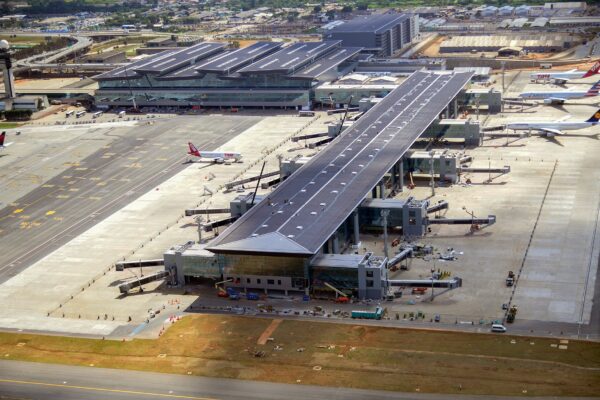 Aerial view of Terminal 3 and the apron at São Paulo Guarulhos International Airport