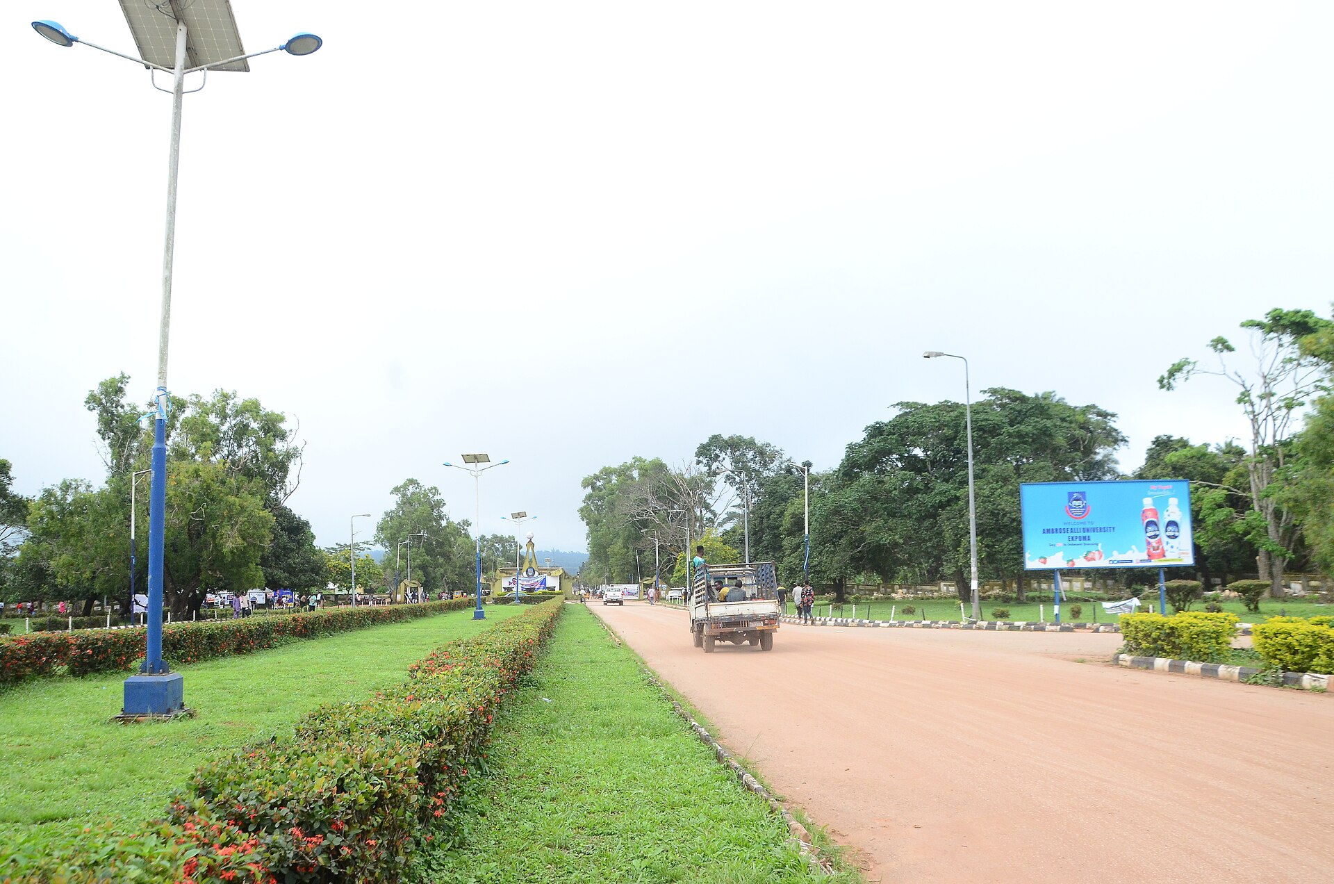 Main road on the Ambrose Alli University campus in Ekpoma, Edo State, Nigeria