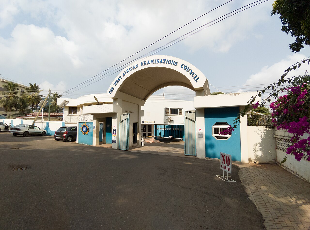 Arched entrance gate of the West African Examinations Council in Accra, Ghana