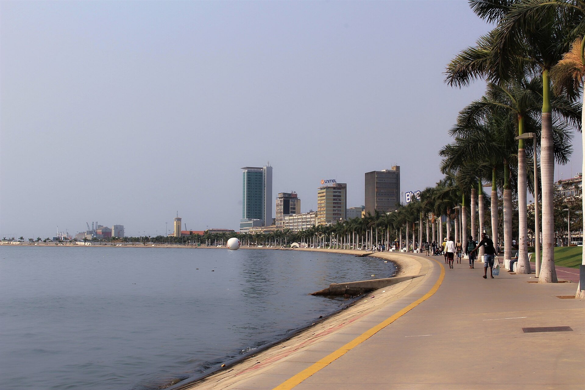 The Marginal promenade on Luanda Bay with the city's office towers in the background