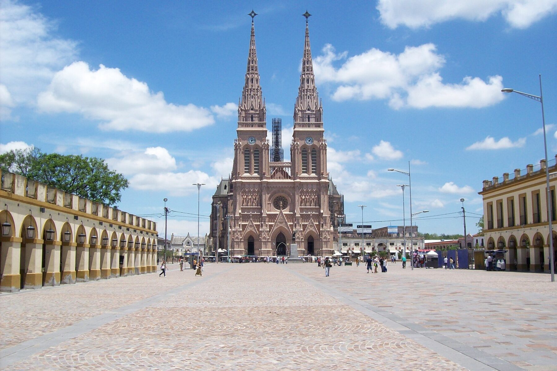 The Basilica of Our Lady of Luján seen from Plaza Belgrano in Luján, Buenos Aires province, Argentina