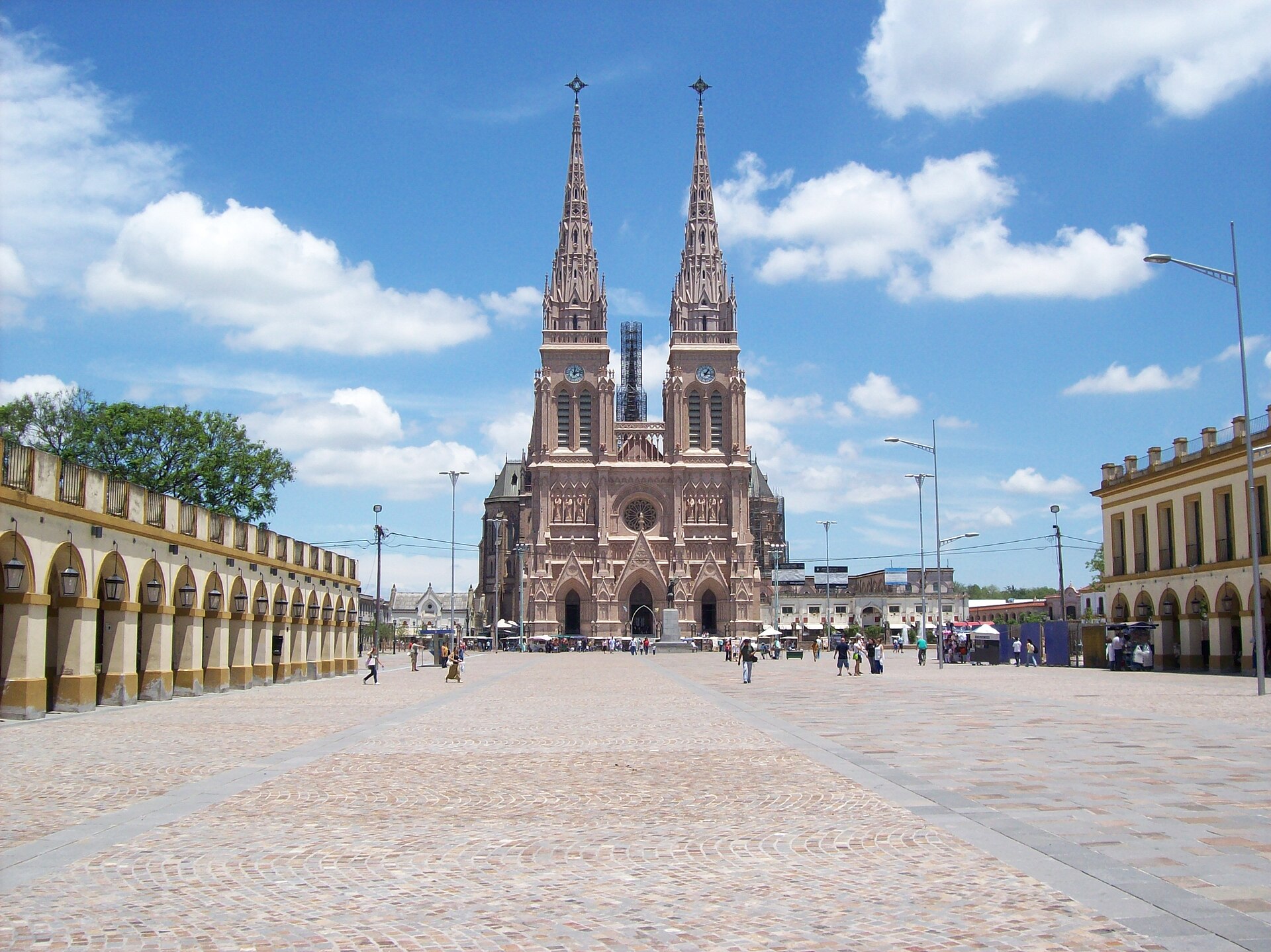The Basilica of Our Lady of Luján seen from Plaza Belgrano in Luján, Buenos Aires province, Argentina