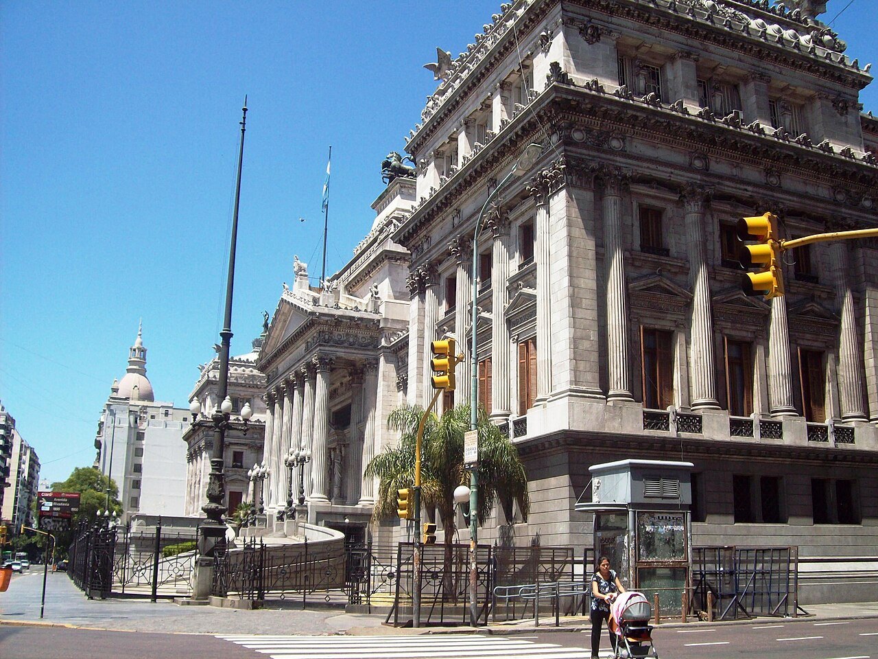 The Palace of the Argentine National Congress in Buenos Aires seen from the street corner