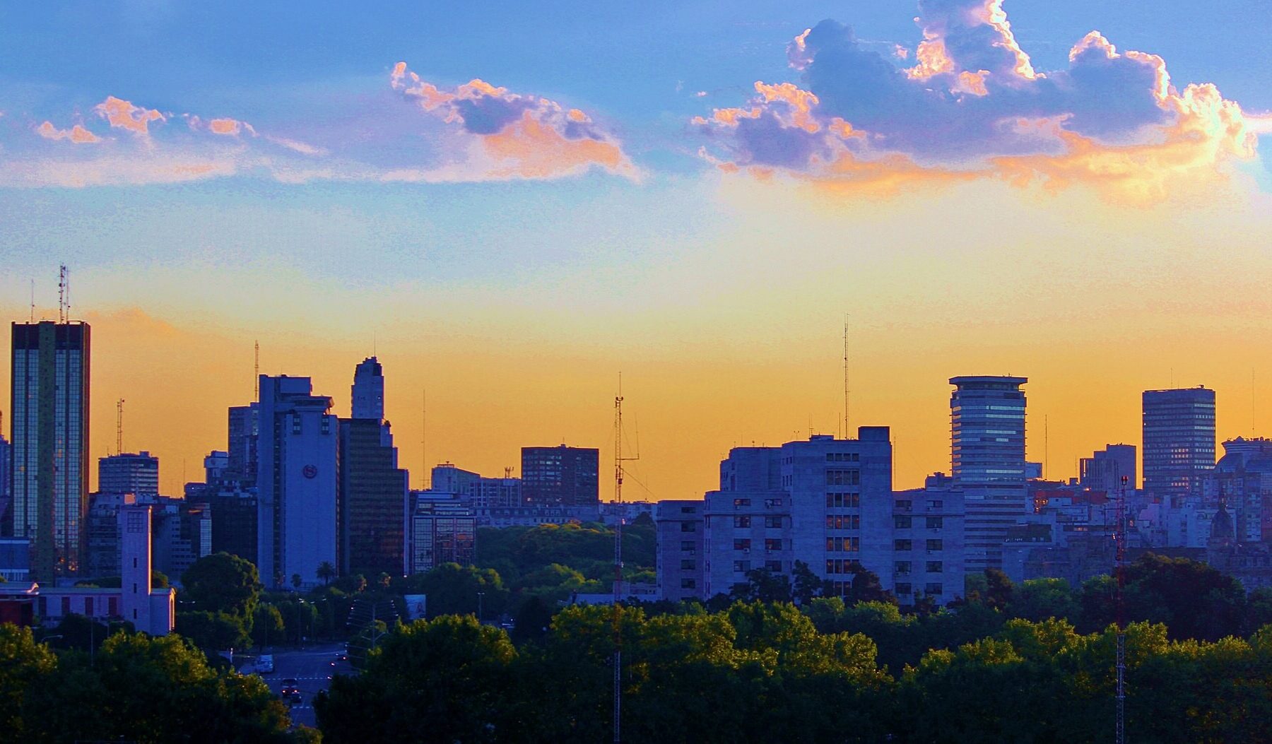 Buenos Aires skyline at sunset