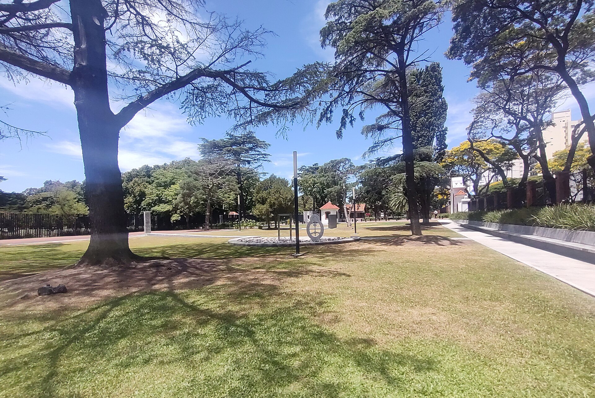 Lawns and trees in the public grounds of the Quinta de Olivos presidential residence near Buenos Aires