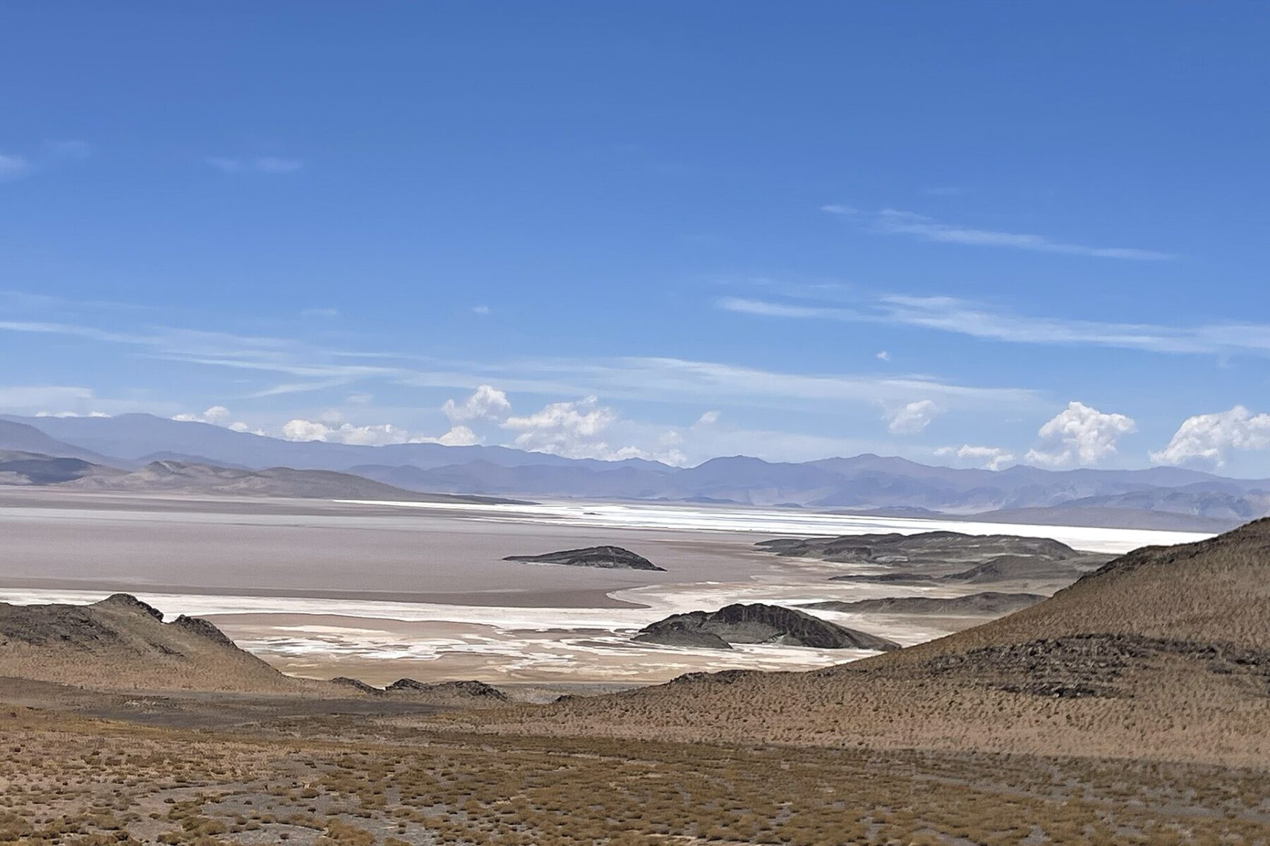 The Salar del Hombre Muerto salt flat in the Argentine Puna, seen from the southwest