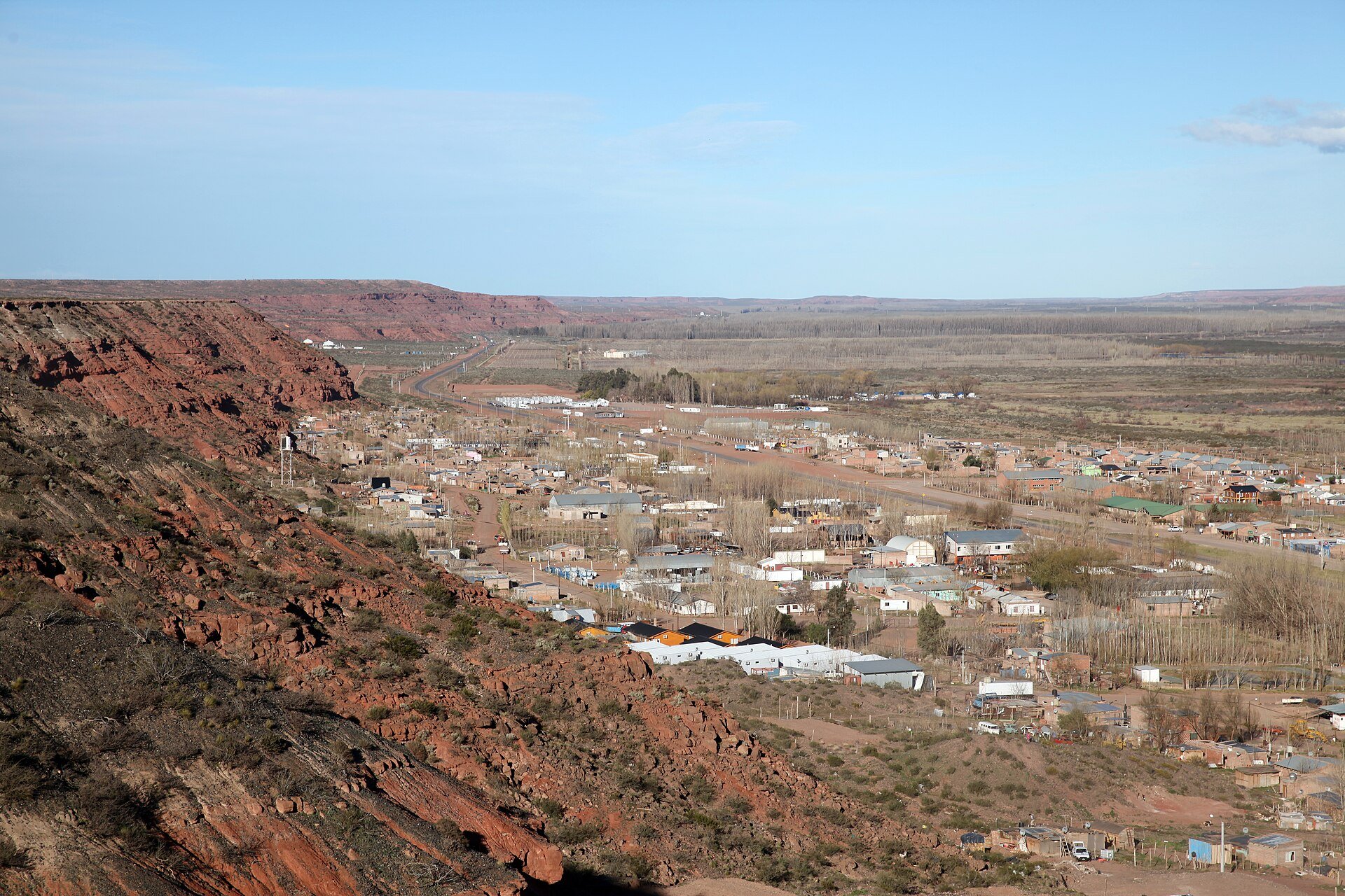 View from a hillside of the town of Añelo in Neuquén province, the service hub of the Vaca Muerta shale oil basin