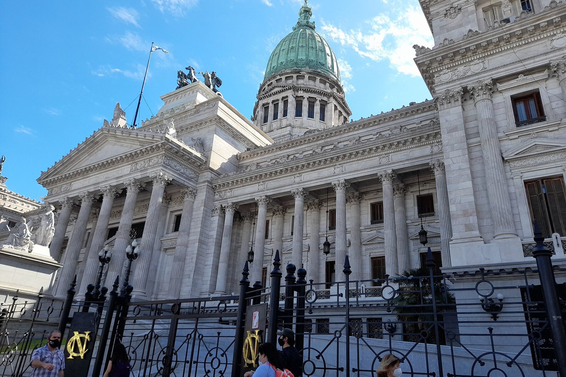 Neoclassical Palace of the Argentine National Congress with its green dome in Buenos Aires