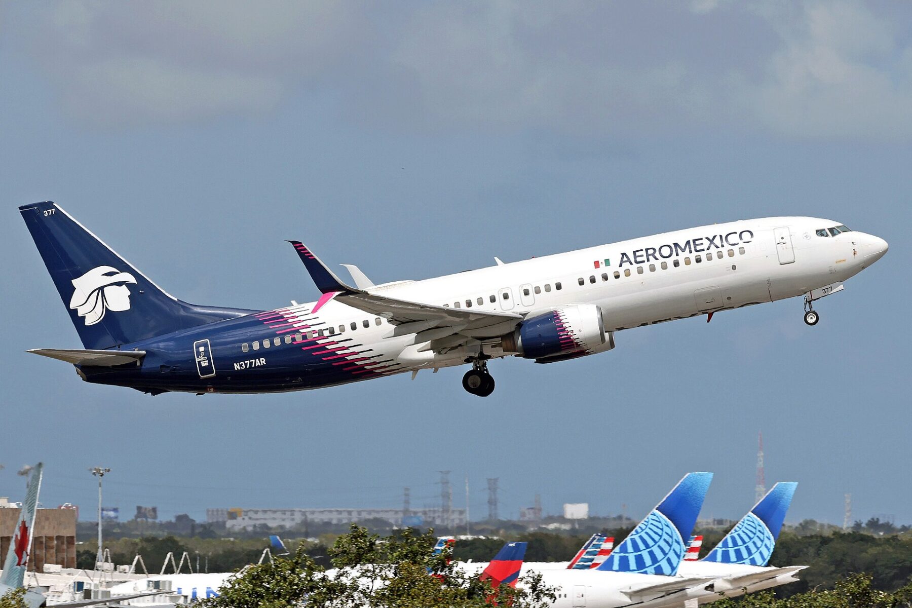 An Aeroméxico Boeing 737-800 taking off from Cancún International Airport in Quintana Roo, Mexico