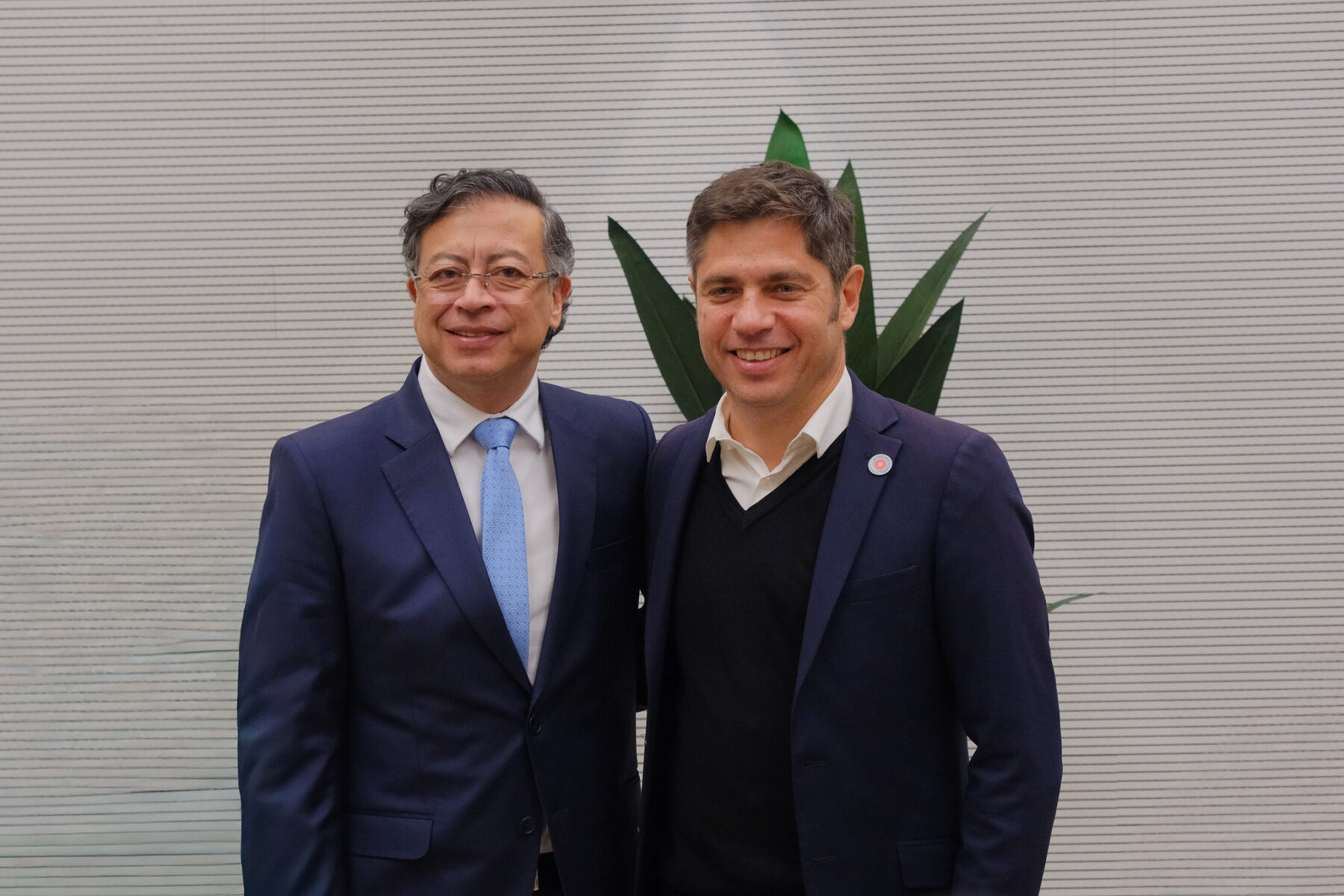 Axel Kicillof, governor of Buenos Aires Province, standing beside then Colombian President Gustavo Petro in Barcelona
