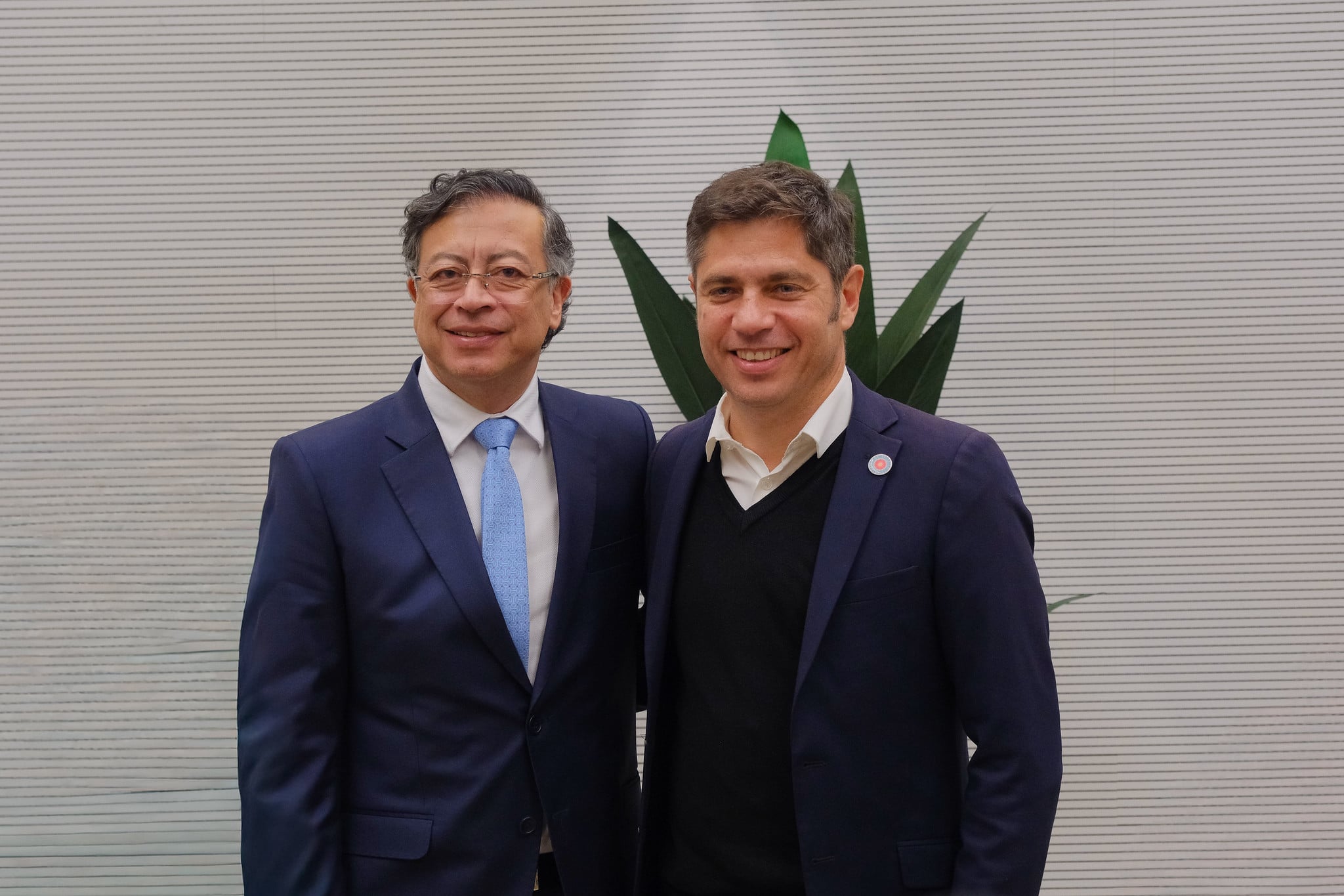 Axel Kicillof, governor of Buenos Aires Province, standing beside then Colombian President Gustavo Petro in Barcelona