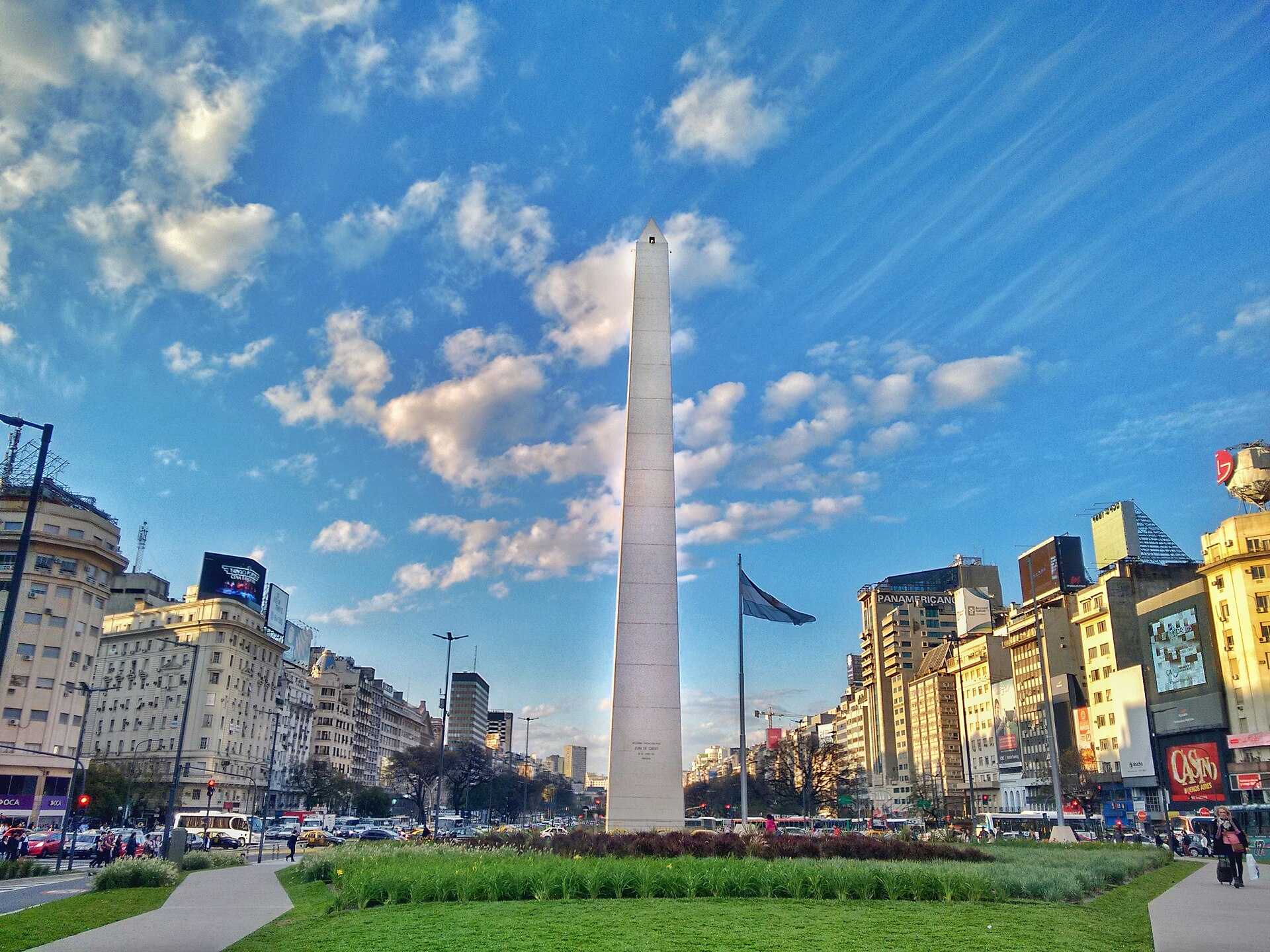 The Obelisco on Avenida 9 de Julio in central Buenos Aires