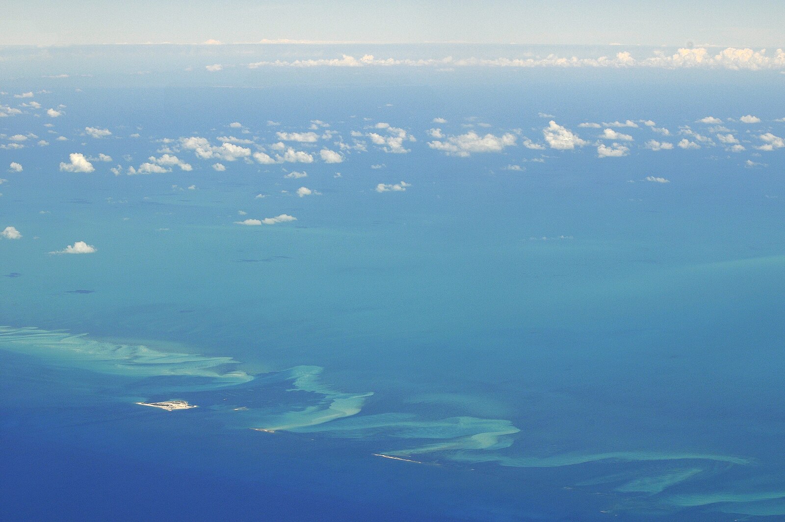 Bahamas neighbourhood: shallow banks and cays near the Bimini islands seen from the air