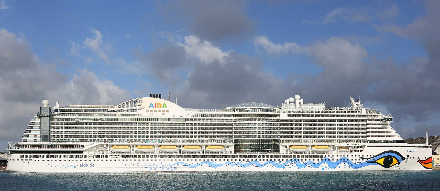 The cruise ship AIDAperla moored at the Port of Bridgetown, Barbados, in February 2020