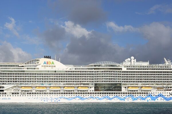 The cruise ship AIDAperla alongside in the Port of Bridgetown, Barbados, in February 2020.