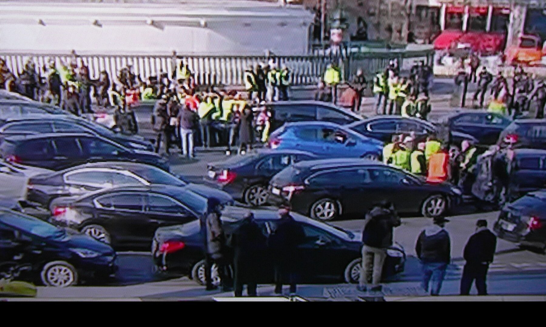 Yellow vest protesters near the July Column at Place de la Bastille, Paris