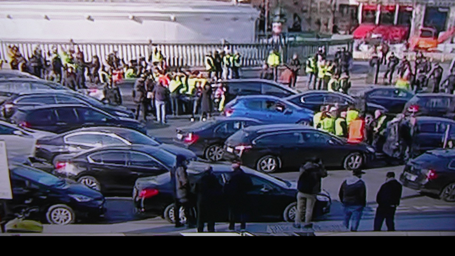 Yellow vest protesters near the July Column at Place de la Bastille, Paris