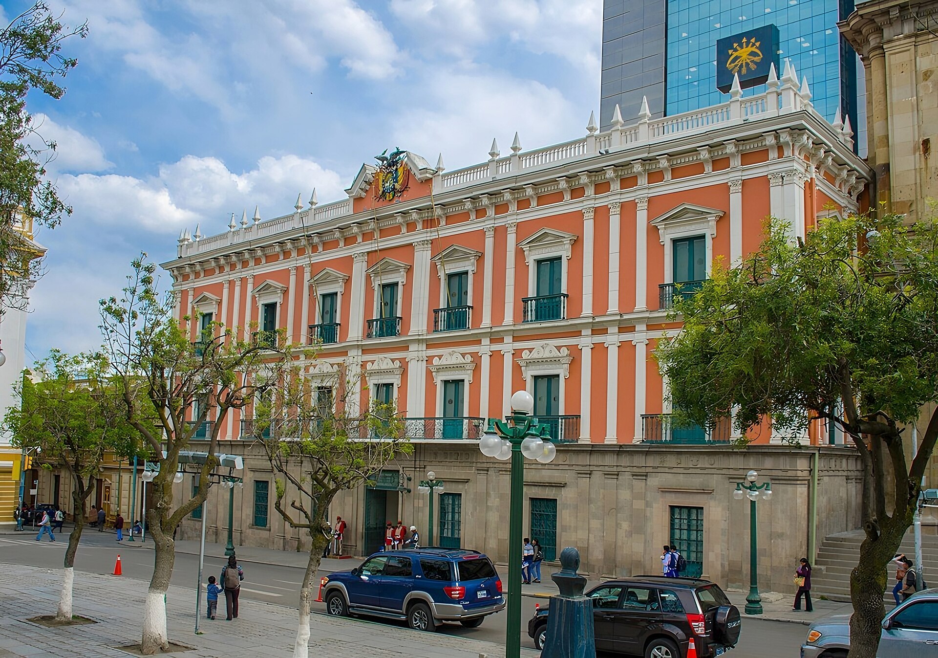 The Palacio Quemado, the old government palace, on Plaza Murillo in La Paz, Bolivia