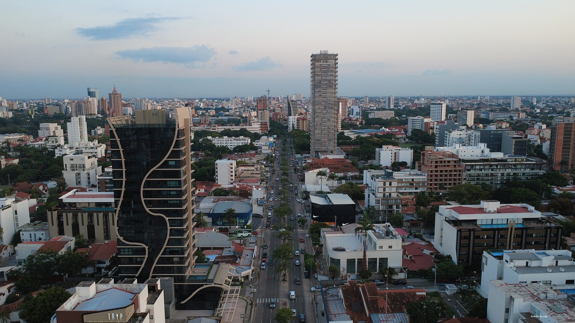 Aerial view of Avenida San Martín in Santa Cruz de la Sierra, Bolivia
