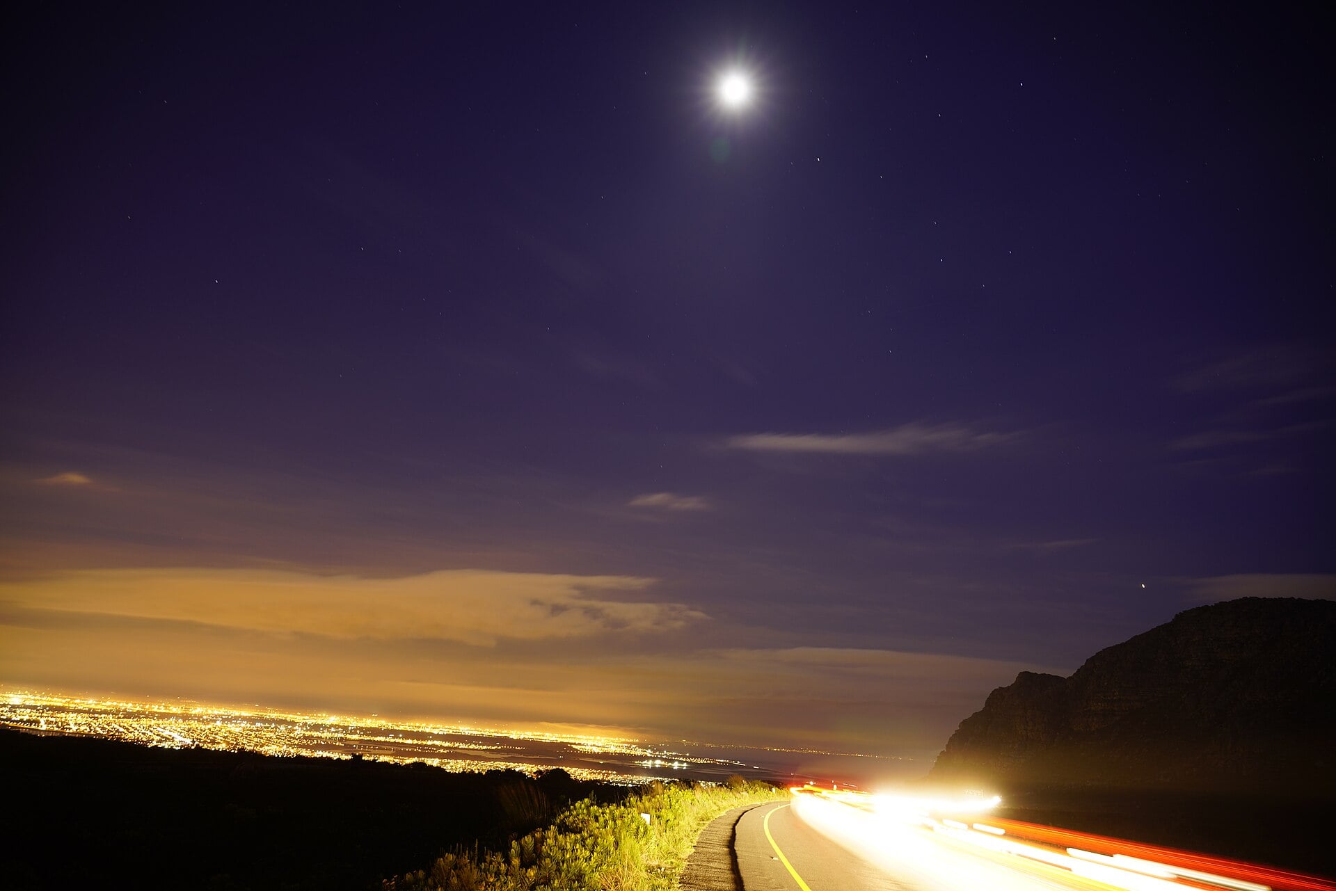 Cape Town city lights at night seen from high ground