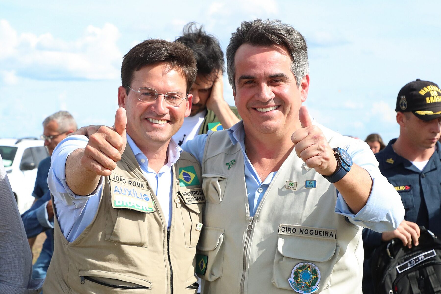 Ciro Nogueira, national president of Brazil's Progressistas party, gives a thumbs-up at a government event in Piauí