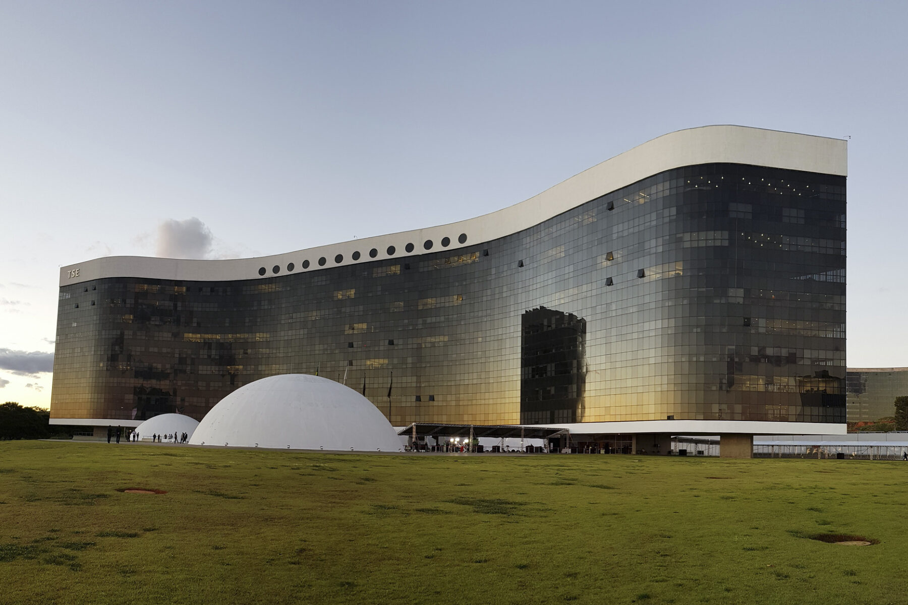 Headquarters of Brazil's Superior Electoral Court (TSE) in Brasília at dusk