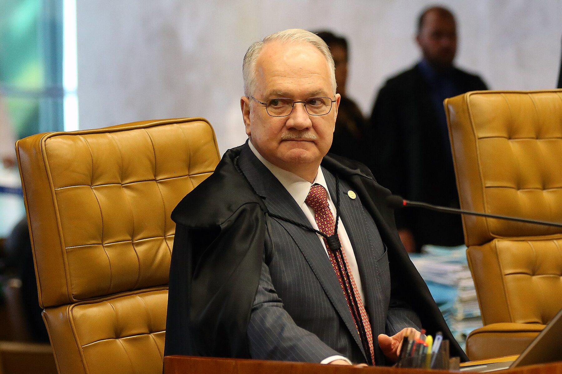 Brazil Supreme Court president Edson Fachin seated at the court plenary in Brasília