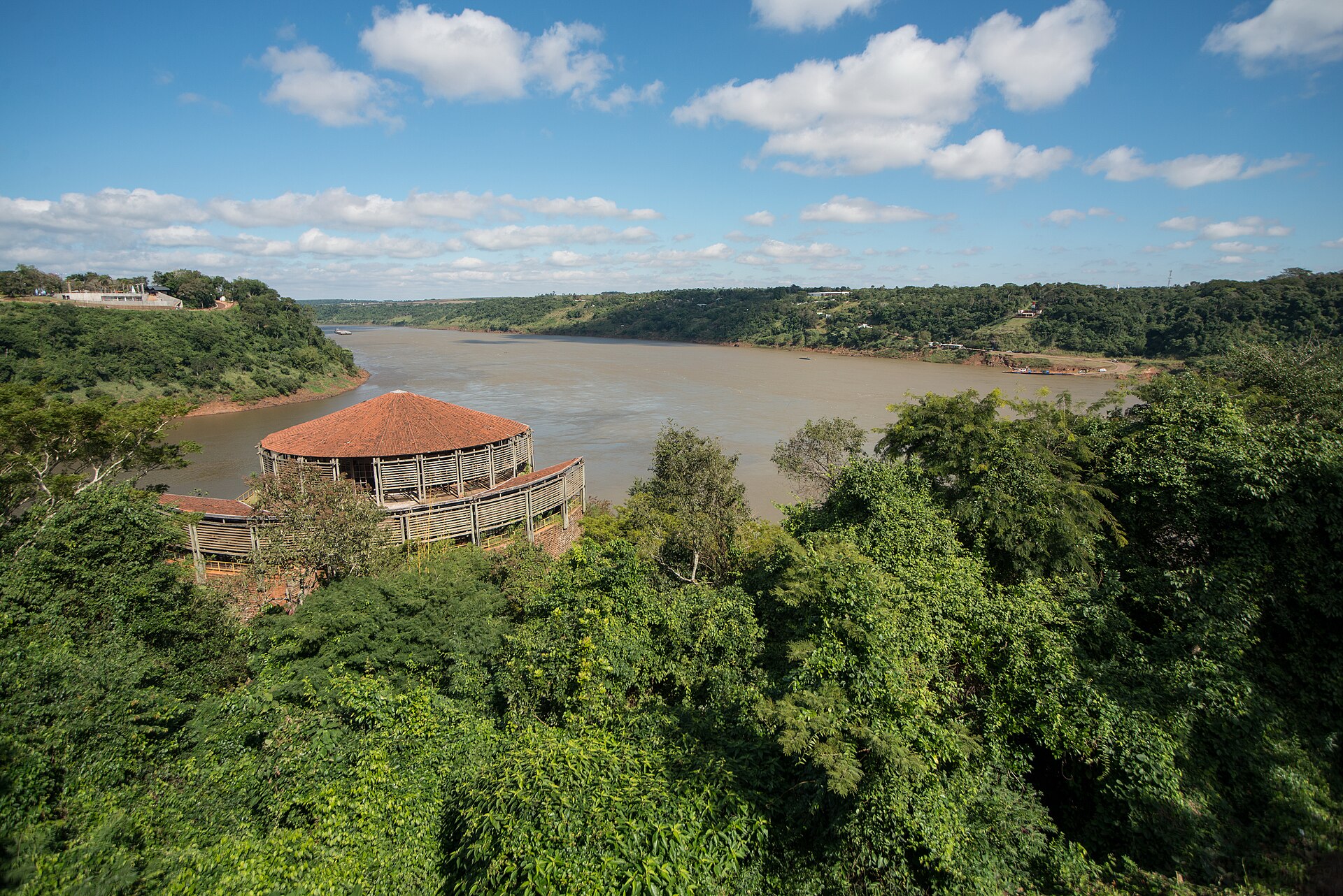 River and forest seen from the Marco das Três Fronteiras area in Foz do Iguaçu, Brazil