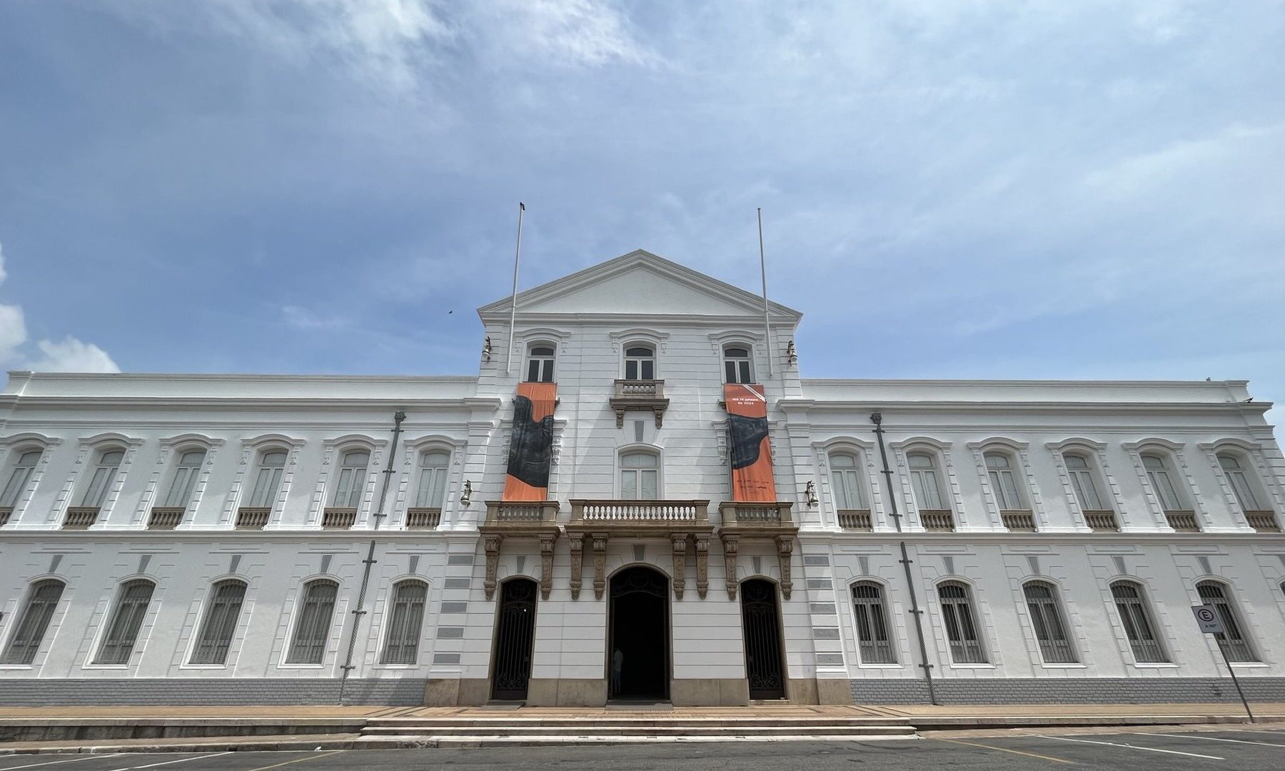 The white neoclassical facade of the Palácio Lauro Sodré in Belém, capital of the Brazilian state of Pará