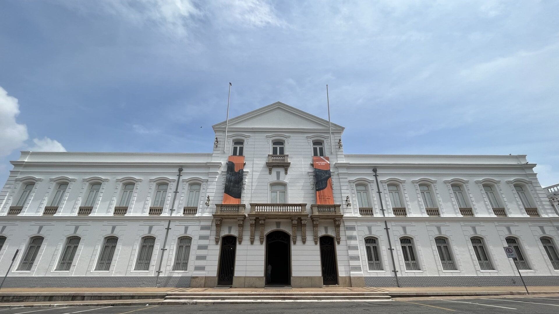 The white neoclassical facade of the Palácio Lauro Sodré in Belém, capital of the Brazilian state of Pará