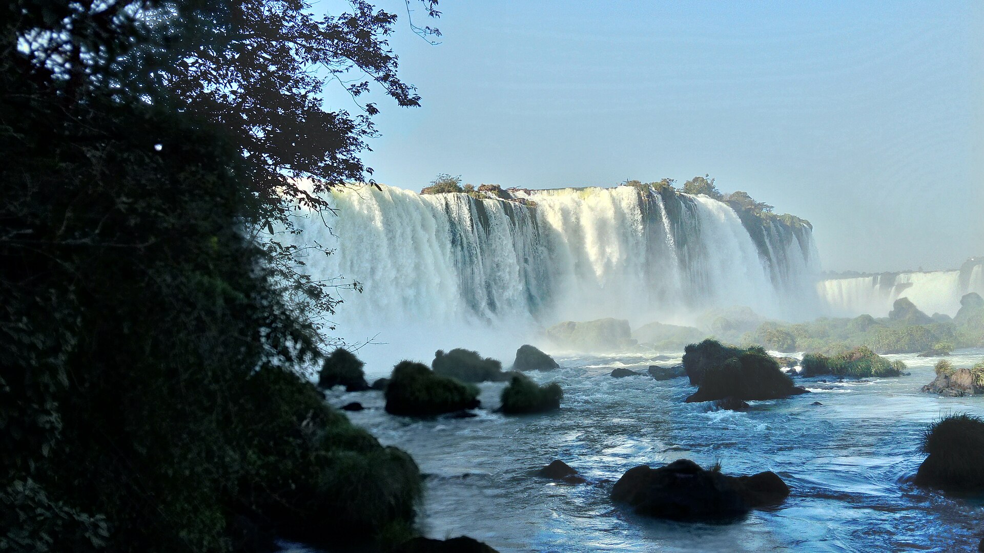Iguaçu Falls in Foz do Iguaçu, Paraná, Brazil, a town inside the red storm warning area