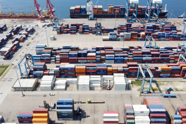 Container terminal at the deep-water port of Kribi, Cameroon