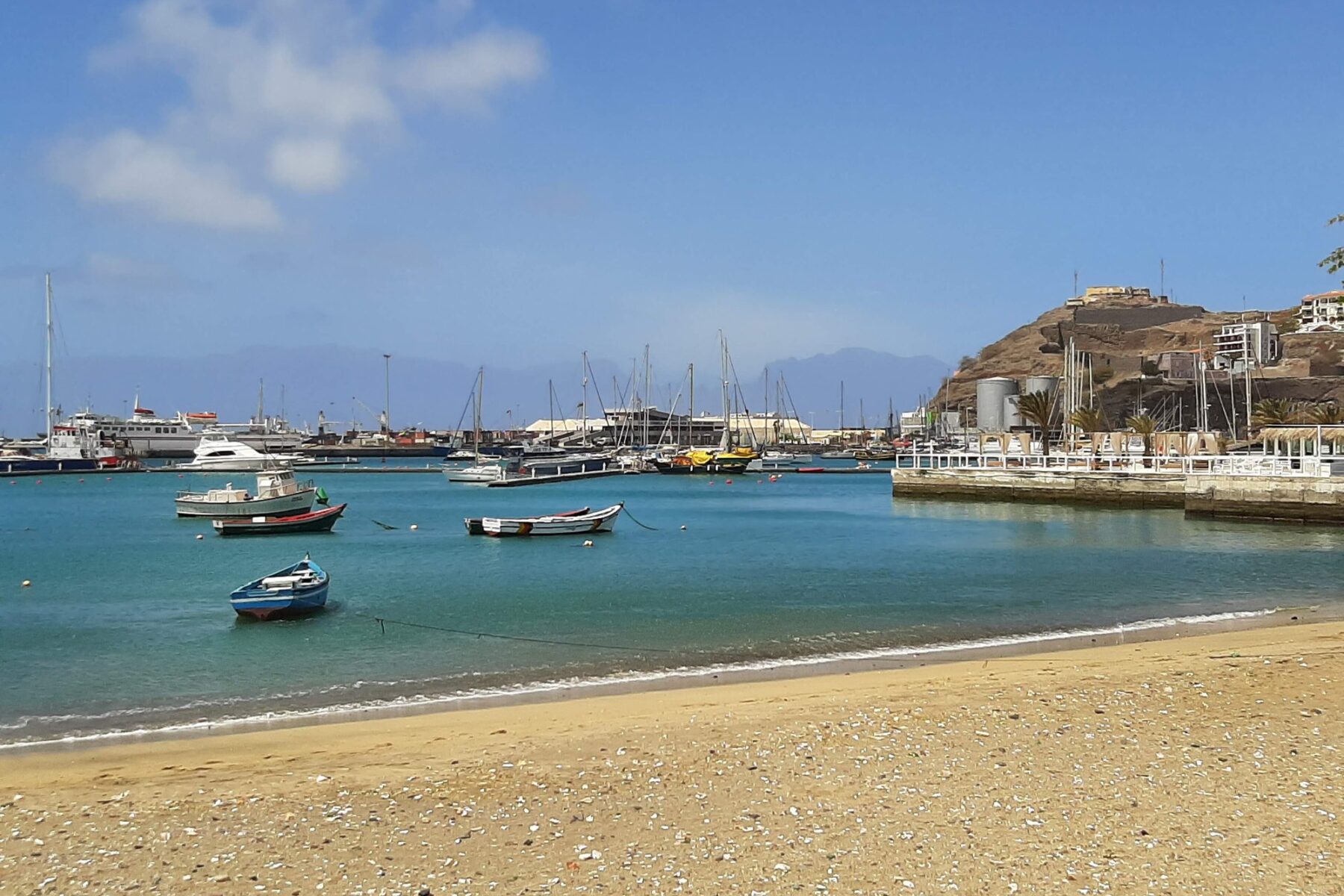 Fishing boats and yachts in the harbour of Mindelo on São Vicente island, Cape Verde