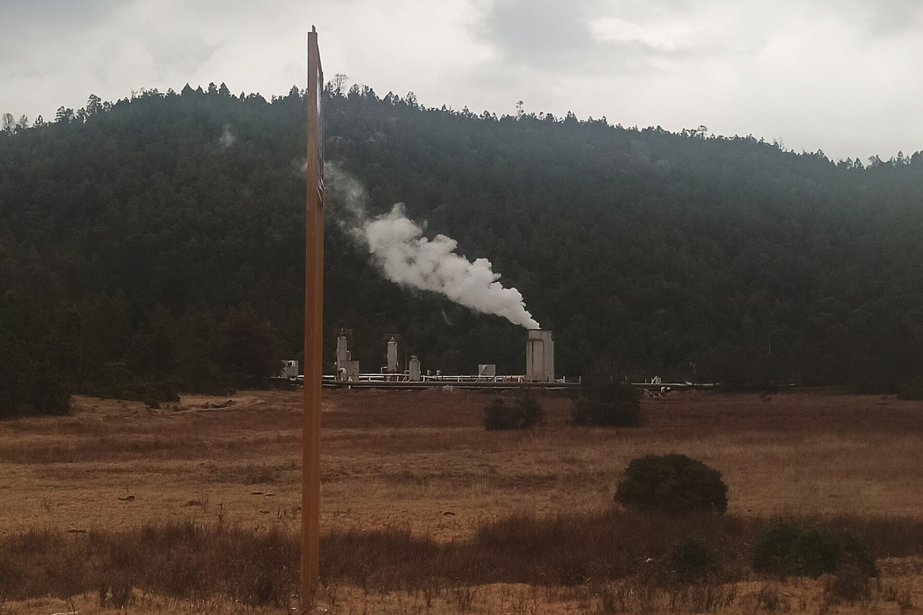 Steam rising from CFE's Los Azufres geothermal power plant in Michoacán, Mexico