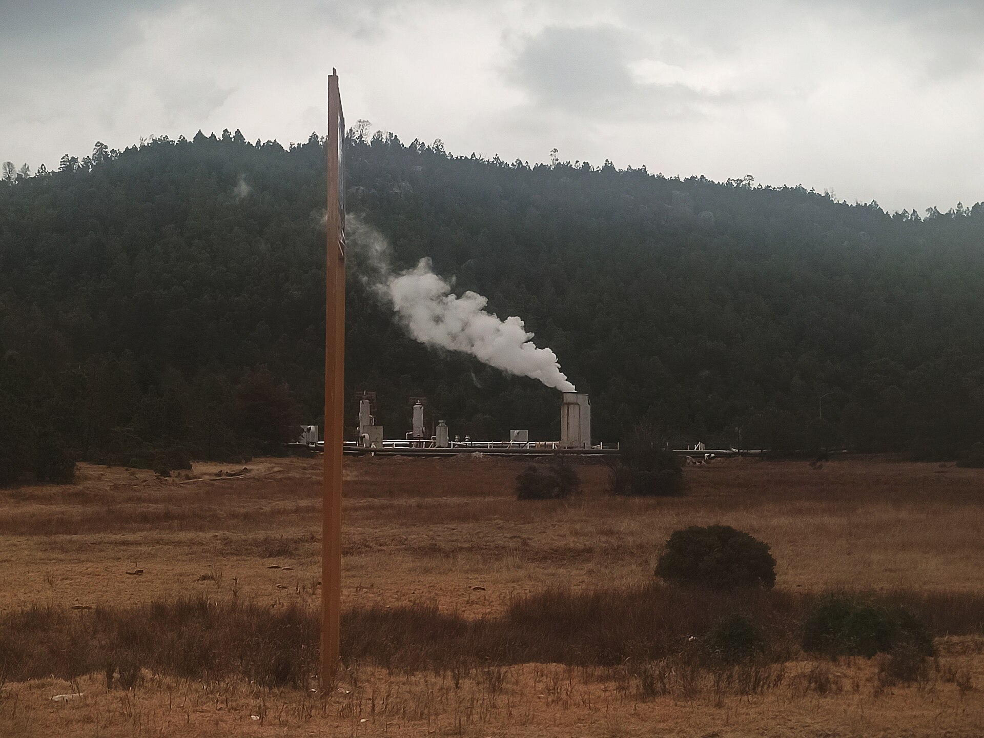 Steam rising from CFE's Los Azufres geothermal power plant in Michoacán, Mexico
