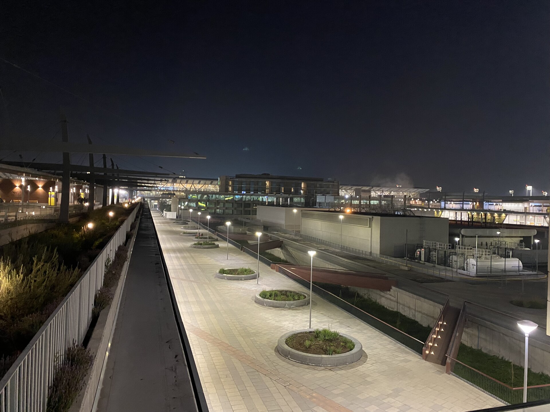 Santiago international airport terminal area at night, Chile