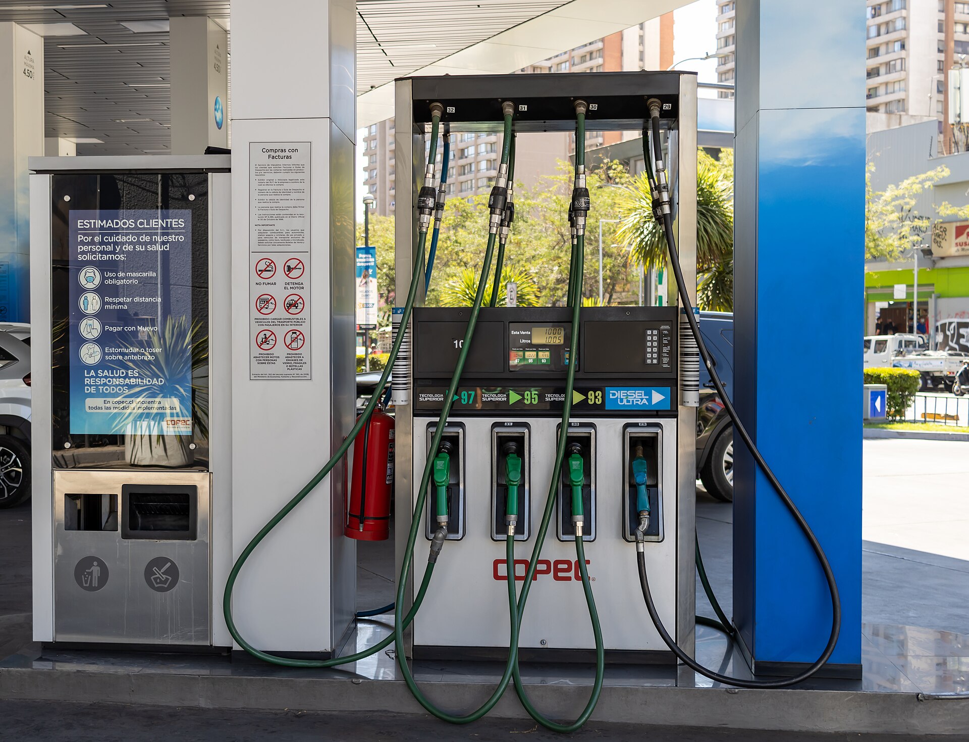 A Copec fuel pump at a service station in Santiago, Chile