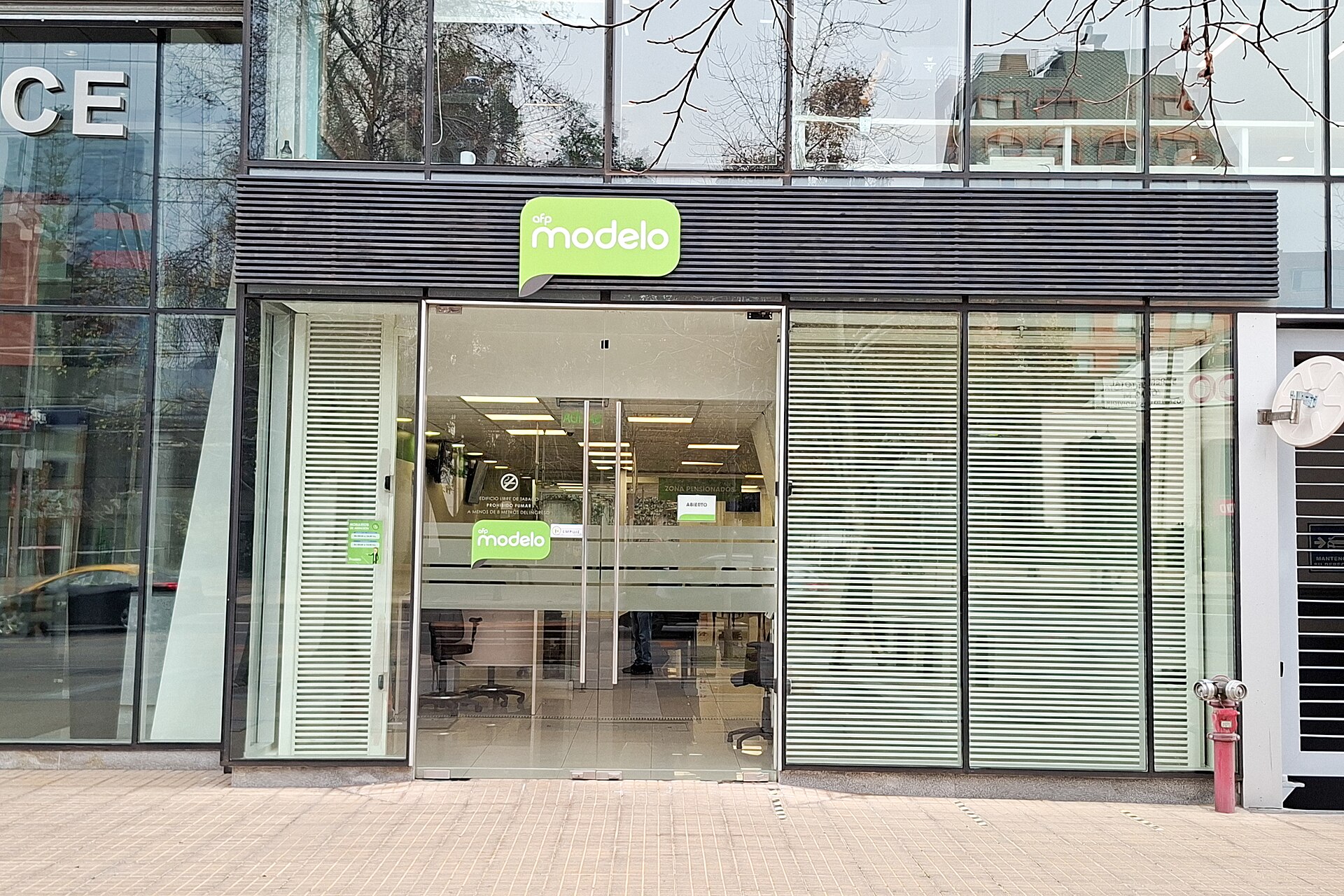 An AFP Modelo branch on Apoquindo Avenue in Las Condes, Santiago, Chile