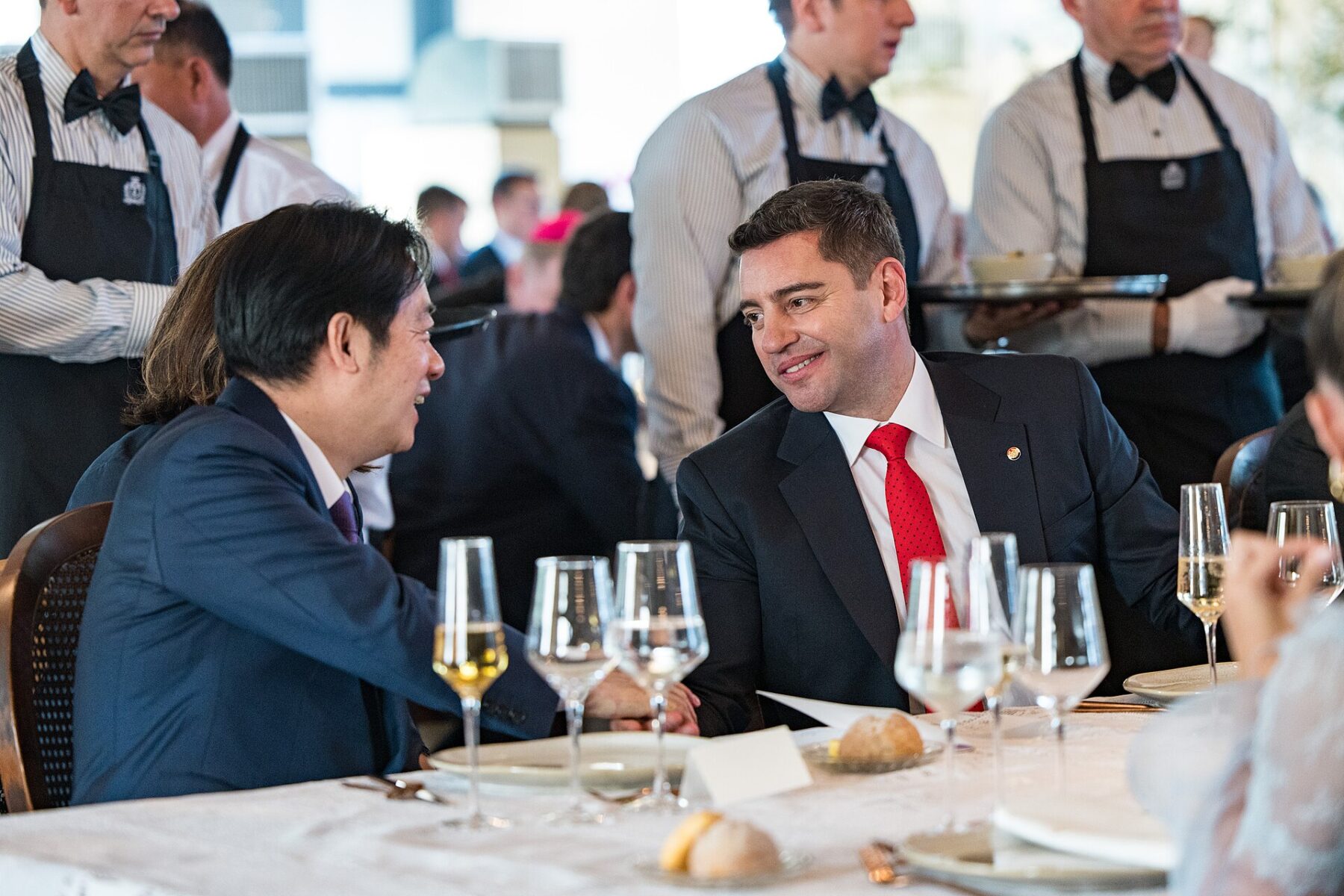 Lai Ching-te, then Taiwan's vice president, at a lunch in Paraguay during the 2023 presidential inauguration celebrations