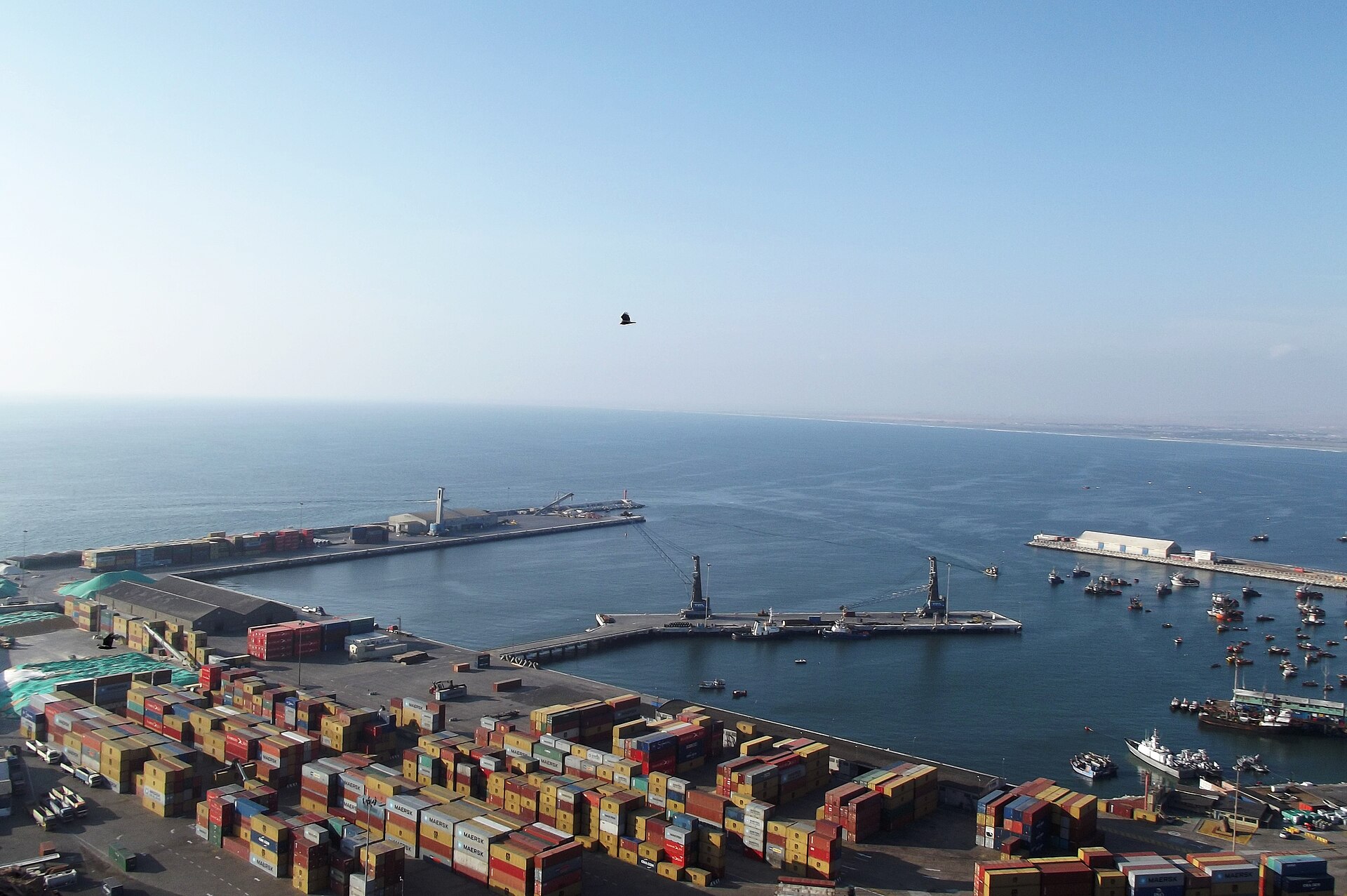 Container port and harbour of Arica, northern Chile