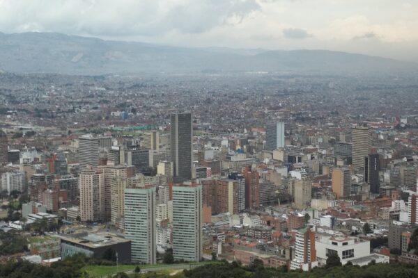 Central Bogotá seen from Monserrate hill, with the city stretching towards the savanna