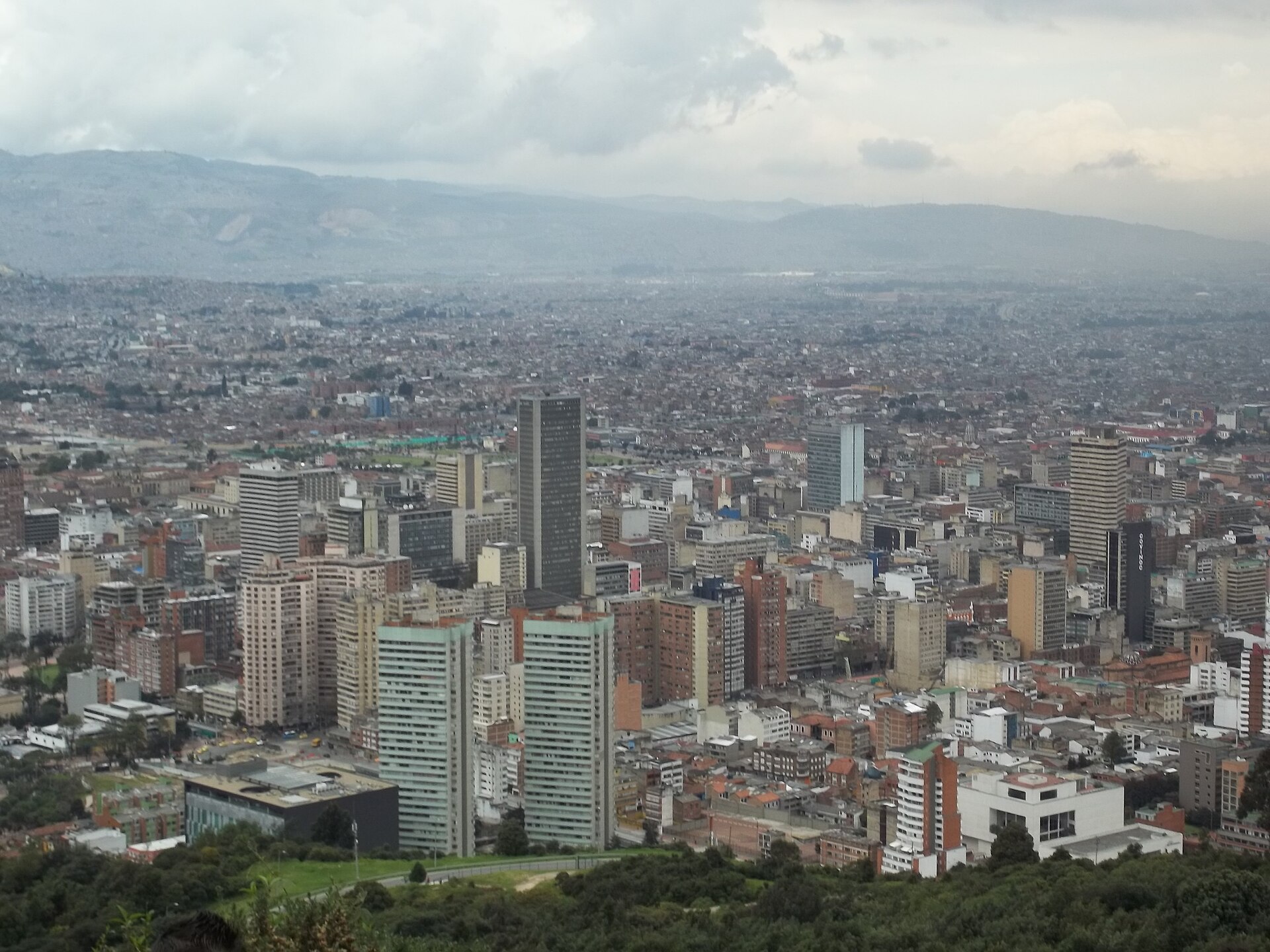 Central Bogotá seen from Monserrate hill, with the city stretching towards the savanna