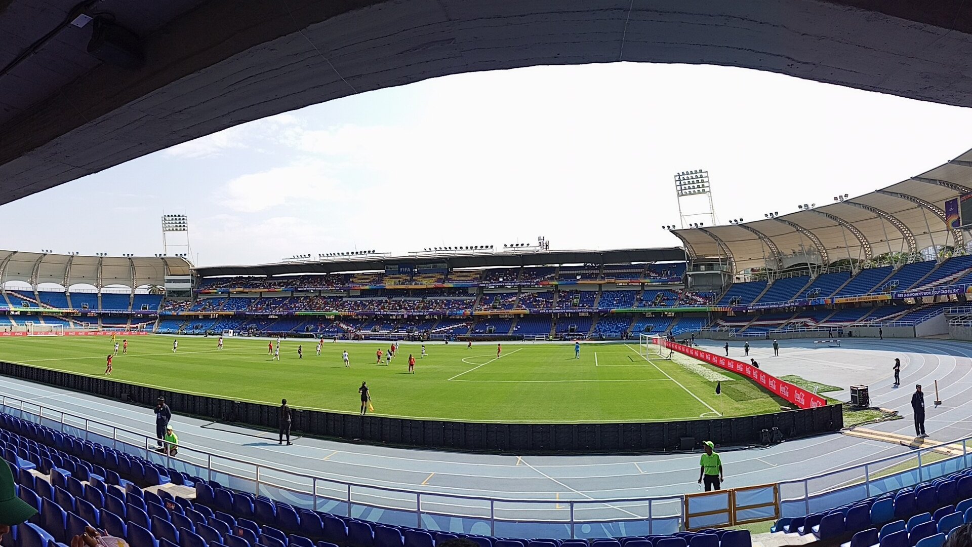 Panoramic view of the Estadio Olímpico Pascual Guerrero in Cali during a 2024 football event