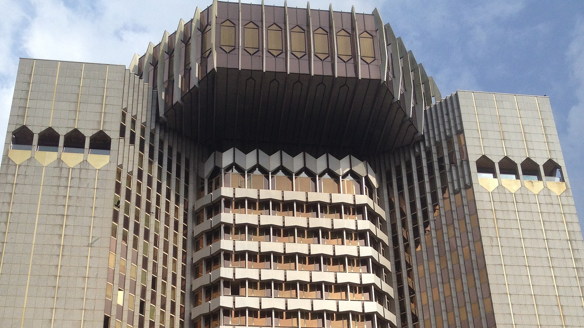 Tower headquarters of the Bank of Central African States in Yaoundé, Cameroon, the central bank that issues the CFA franc used in Congo
