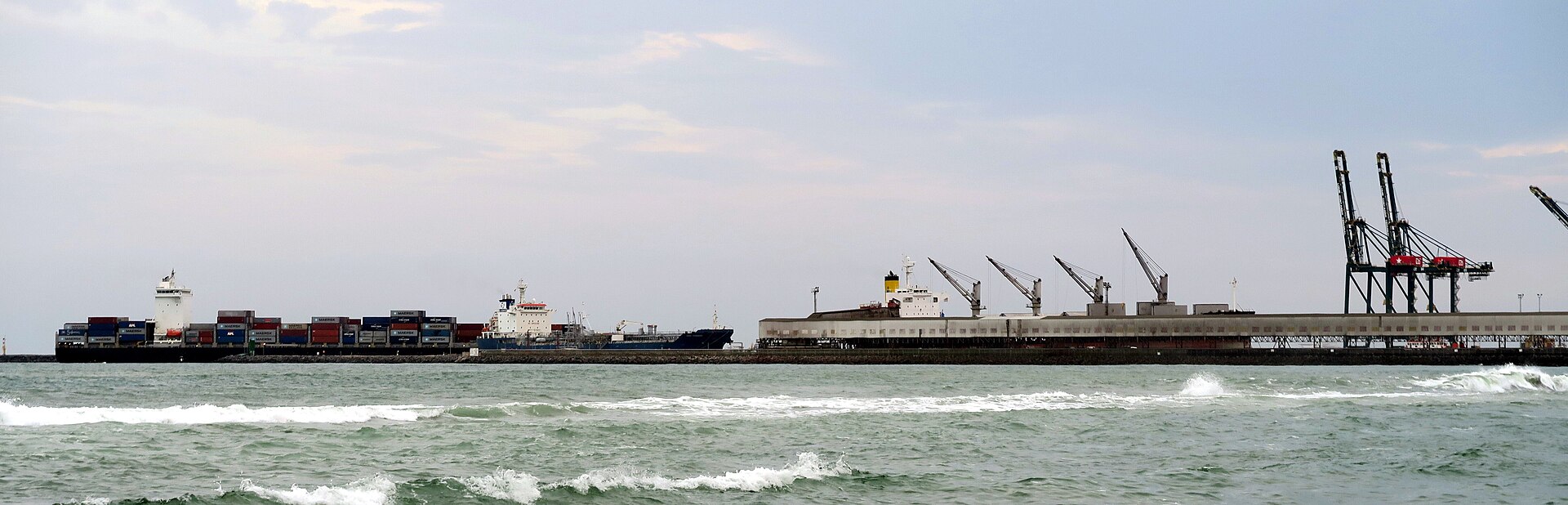 Container ships and quayside cranes at the port of Lomé, Togo