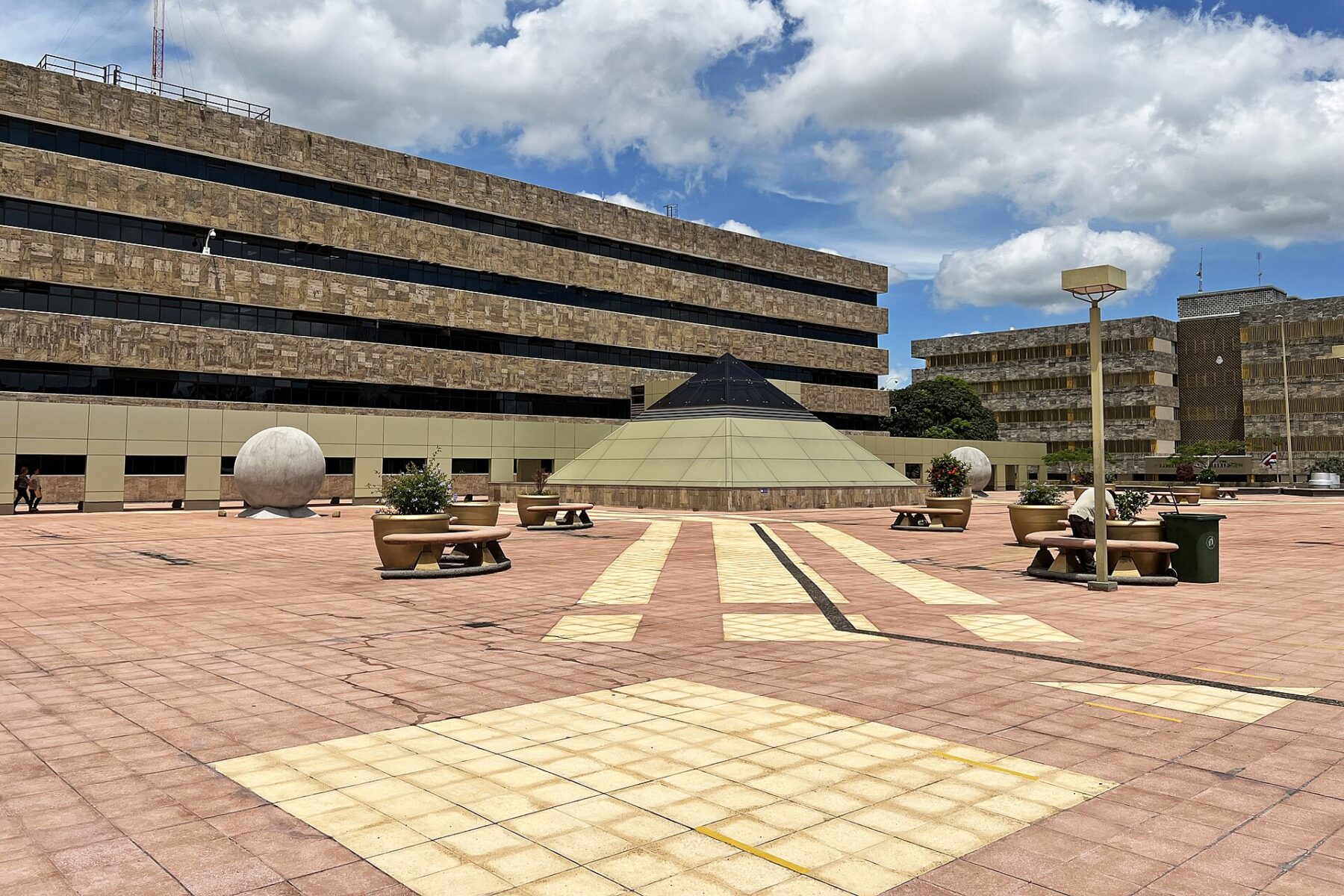 Stone sphere replicas on the Plaza de la Justicia in San José, Costa Rica