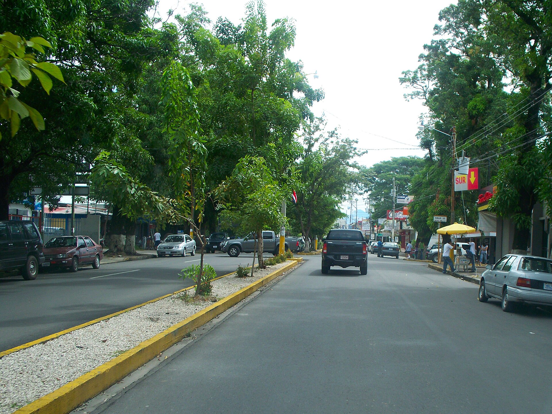 Tree-lined street in central Liberia, Guanacaste, Costa Rica