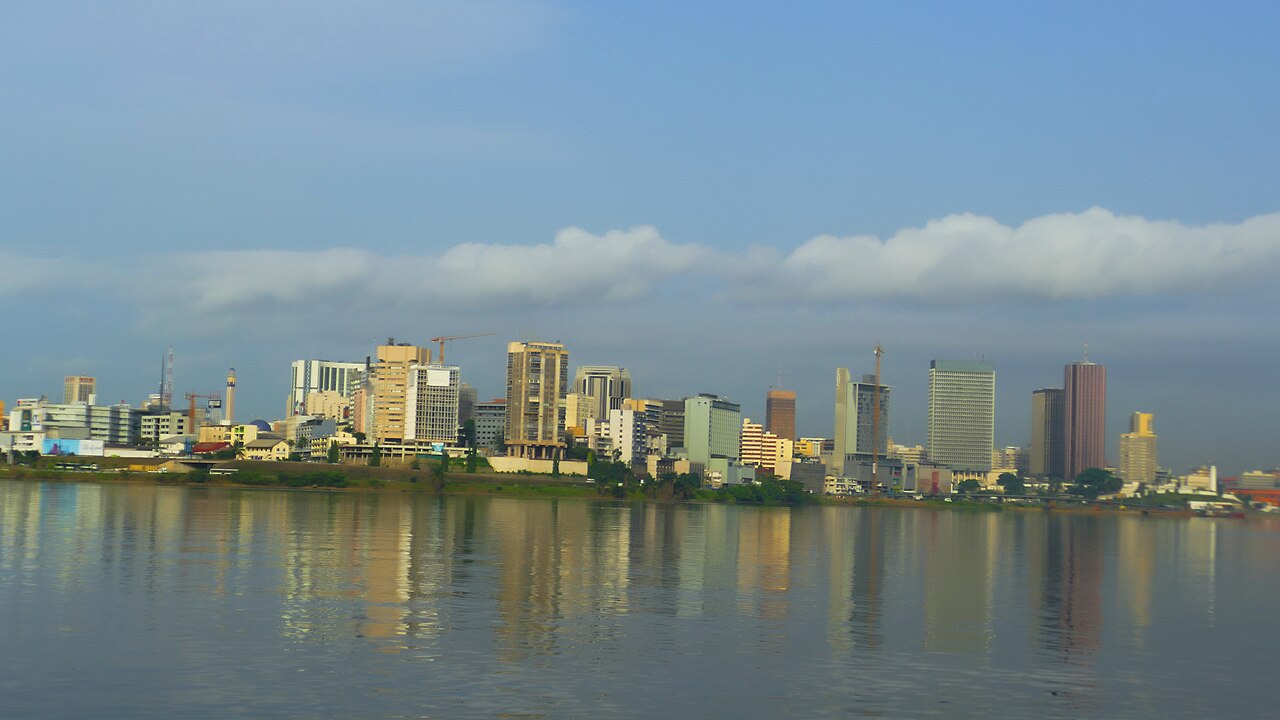 The Plateau business district of Abidjan seen across the Ebrie Lagoon on a clear day