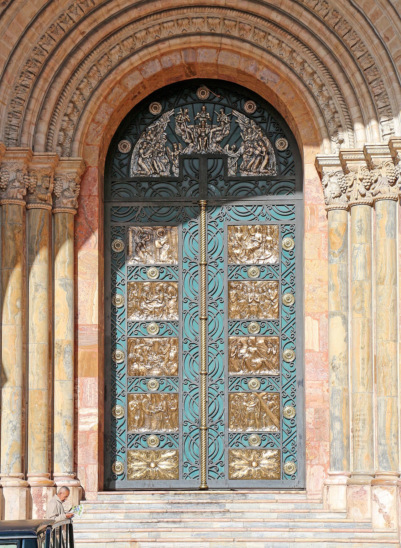 Bronze and iron main door of the Cathedral of the Immaculate Conception in Cuenca, Ecuador